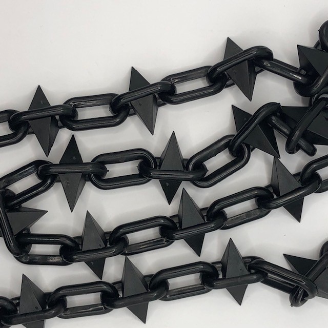 Black Plastic Diamond Spike Chain (by the Metre) 